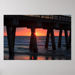 Poster États-Unis, Géorgie, île de Tybee, jetée de Tybee
