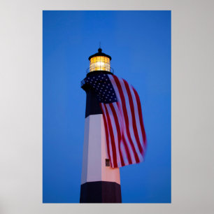 Poster États-Unis, Géorgie, Tybee Island, Drapeau en bern