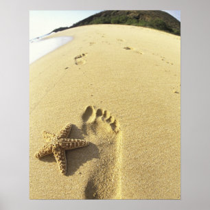 Poster États-Unis, Hawaï, Maui, Makena Beach, Empreinte e