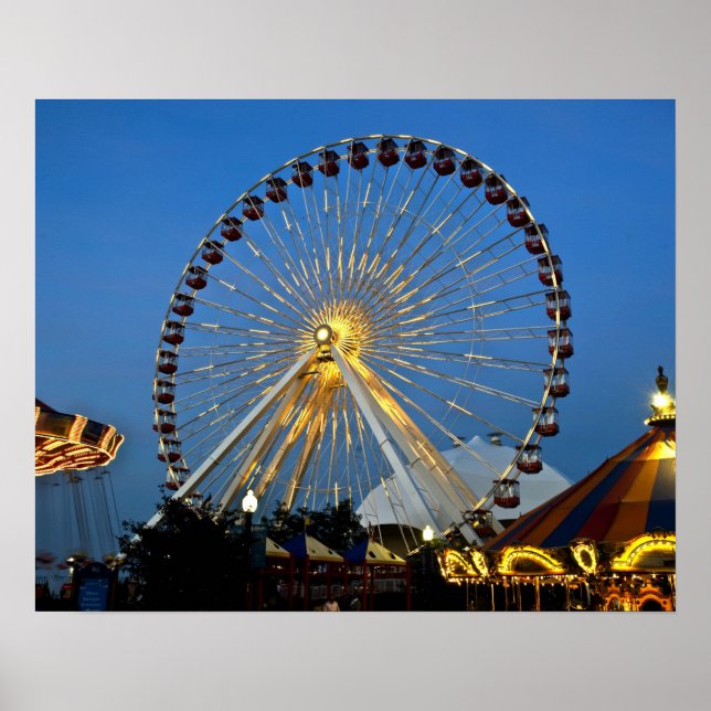 Poster États-Unis, Illinois, Chicago, Villes, Éclairage (Devant)