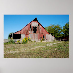 Poster États-Unis, Kansas, Vieille grange rouge