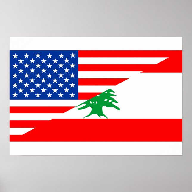 Poster etats-unis lebanon demi drapeau états-unis (Devant)