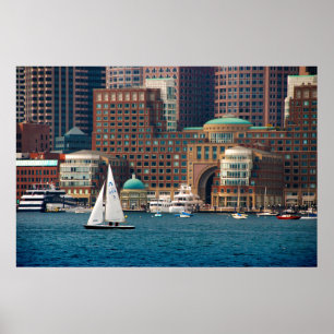 Poster États-Unis, Massachusetts. Skyline Waterfront 2 d