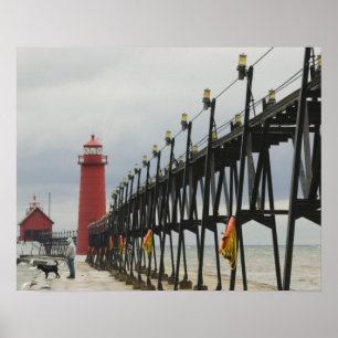 Poster États-Unis, Michigan, Lake Michigan Shore, Grand H