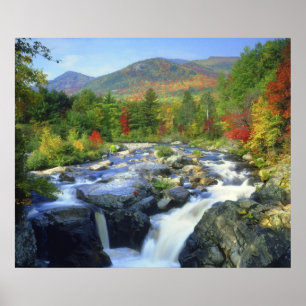 Poster États-Unis, New York. Une cascade dans l'Adirondac