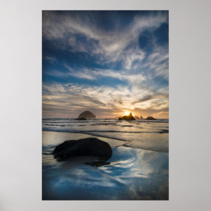 Poster États-Unis, Oregon, Bandon Beach. Face Rock