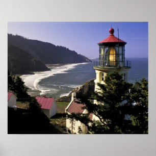 Poster États-Unis, Oregon, Florence. Phare de Heceta Head