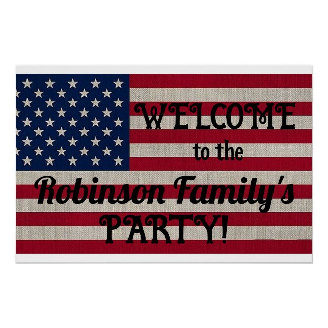 Poster États-Unis Patriotique américain Drapeau lin Calli (Devant)