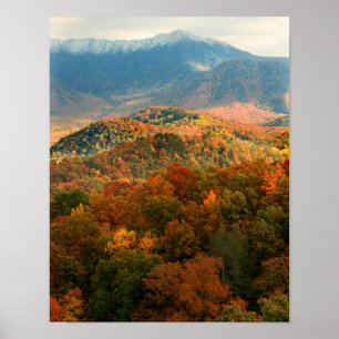 Poster États-Unis, Tennessee. Vue du mont Leconte enneigé