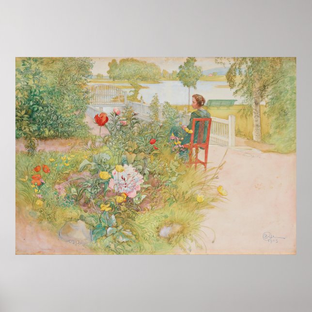 Poster Été à Sundborn par Carl Larsson (Devant)