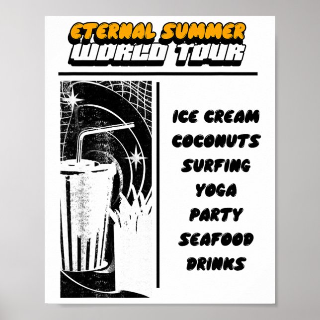 Poster Été Éternel - Glaces Coco Surf Yoga ( (Devant)