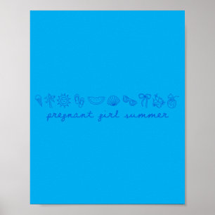 Poster Été Fille Enceinte Annonce Bébé Drôle Maman
