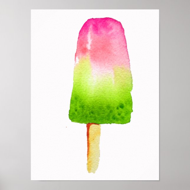 Poster Été framboise rose popsicle (Devant)