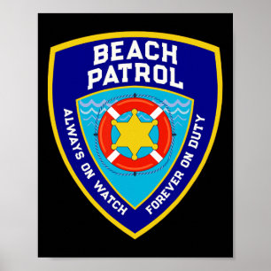 Poster Été Funny Beach Patrol Océan Pour toujours en serv