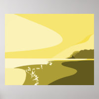 Été Jaune Art numérique Plage Paysage marin Affich
