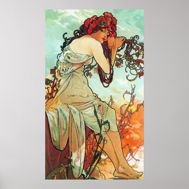 Poster Été, Les Saisons, Mucha (Devant)