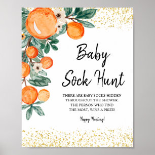 Poster Eté Orange Aquarelle Baby Sock Chasse