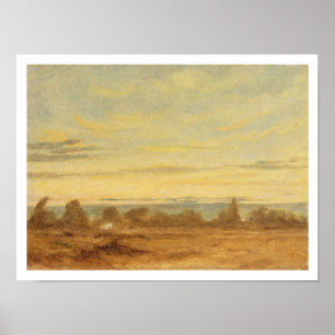 Poster Été - paysage de soirée (huile sur la toile)