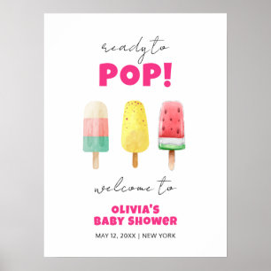 Poster Été Popcicle Crème de glace Baby shower Bienvenue
