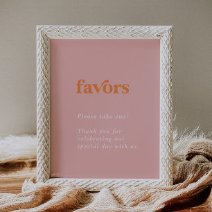 Poster Été rétro   Faveurs de mariage rose et orange