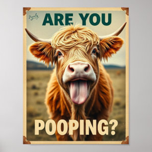 Poster Êtes-vous en train de faire caca ? Vache Highland