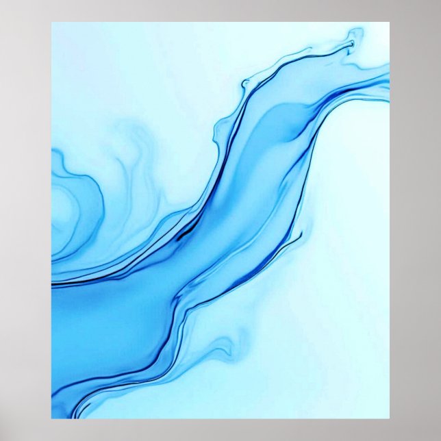 Poster Éthéal Blue Liquide Art Éperal (Devant)