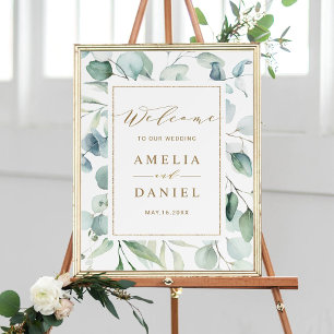 Poster Ethereal Eucalyptus Gold Greenery Mariage Bienvenu
