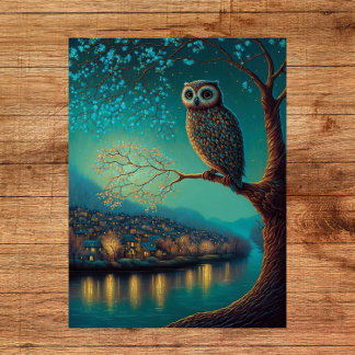 Poster Ethereal Pittoresque imprimé avec la chouet
