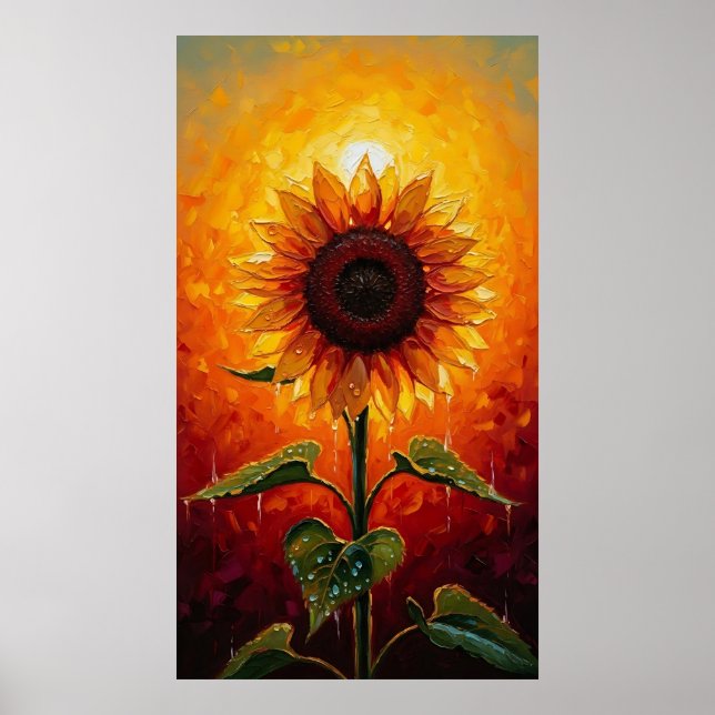 Poster Ethereal Sunset Sunflower Expressionist (Devant)