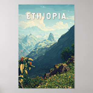 Poster Ethiopie Illustration Voyage Art Vintage