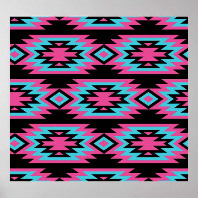 Poster Ethnic American Indian : Motifs aztèques. (Devant)