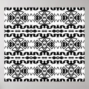 Poster Ethnic Aztec, Motif Vintage à rayures.
