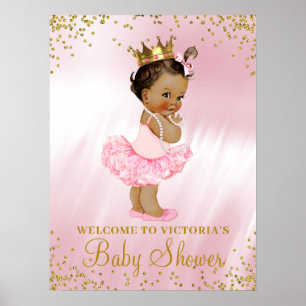 Poster Ethnic Princess Tutu Baby Shower Welcome Sign