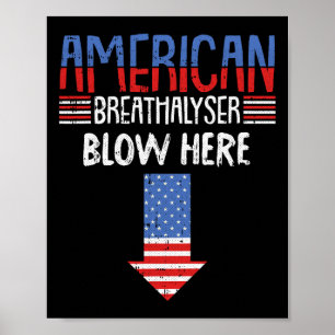 Poster Éthylotest 4 juillet drôle drapeau américain patri