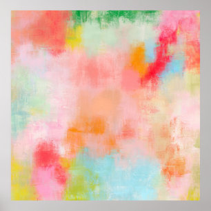 Poster Étincelle printanière - Corail rose Beige Art Abst