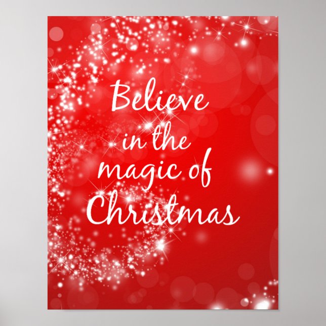 Poster Étincelles rouges avec citation magique de Noël (Devant)