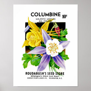 Poster Étiquette Columbine Seed Packet
