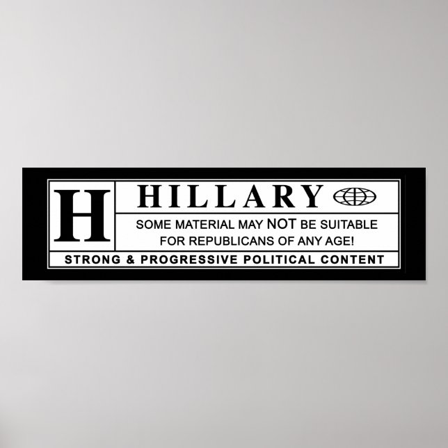 Poster Étiquette d'avertissement Hillary Clinton (Devant)