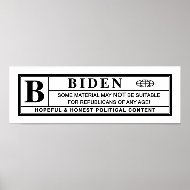 Poster Étiquette d'avertissement Joe Biden (Devant)