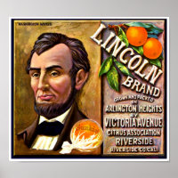 Étiquette de caisse de fruits Orange Lincoln Brand