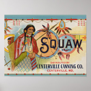 Poster étiquette de caisse de marque Squaw des années 192