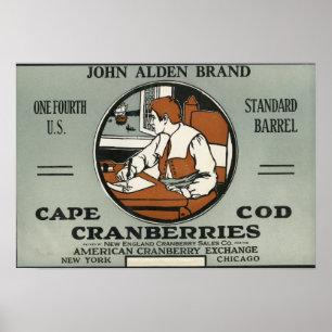 Poster Étiquette de canneberge de marque de Cape Cod John