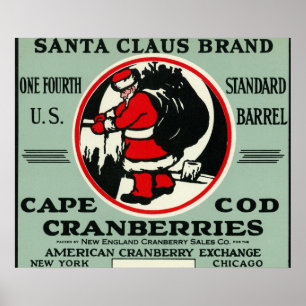 Poster Étiquette de canneberge de marque de Cape Cod le