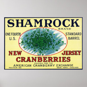 Poster Étiquette de canneberge de marque de shamrock