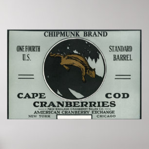 Poster Étiquette de canneberge de marque de tamia de Cape