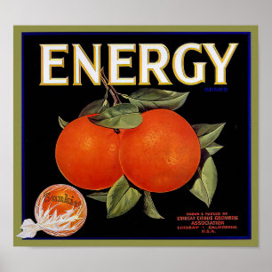 Poster Étiquette de fruits d'oranges de Californie de la 