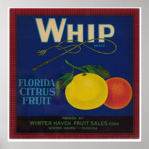 Poster Étiquette de fruits vintage à argile de whip