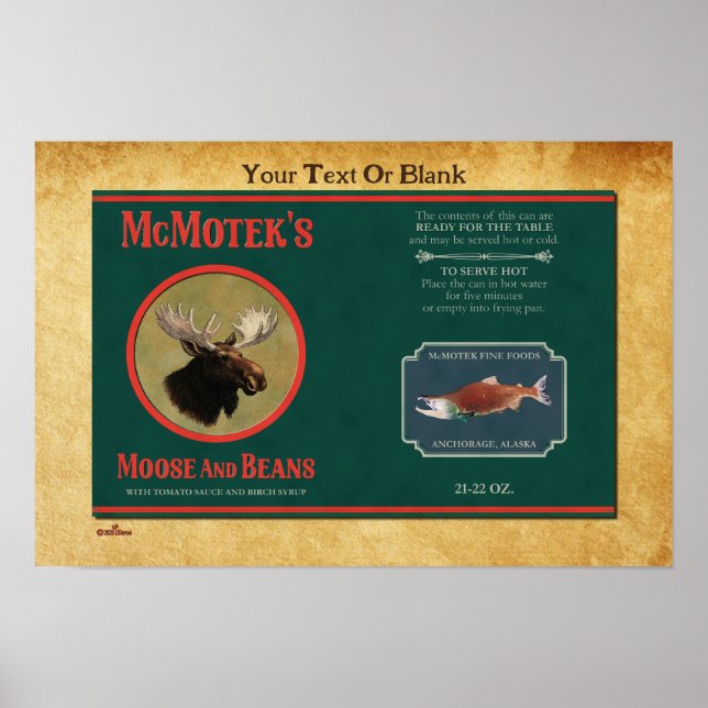 Poster Étiquette de l'orignal et des haricots de McMotek (Devant)