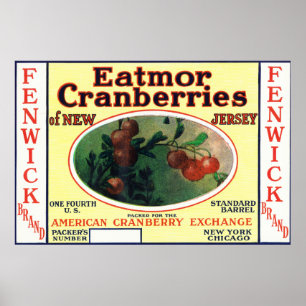 Poster Étiquette de marque de canneberges de Fenwick