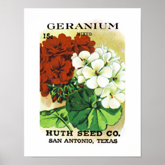 Poster Étiquette de paquets de semences de géranium